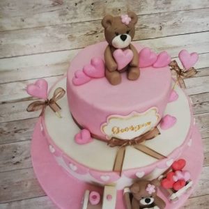 torta rosa orsetti in pasta di zucchero
